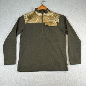 Realtree Jacquard Fleece Hunting Sweatshirt Men's Medium Olive Polyester 1/4 Zip